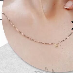 Crossover Necklace, Vermeil Rose Gold Over Sterling Silver x Necklace 18”